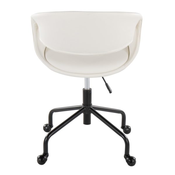 Curvo Black and White Contemporary Faux Leather Task Chair 4