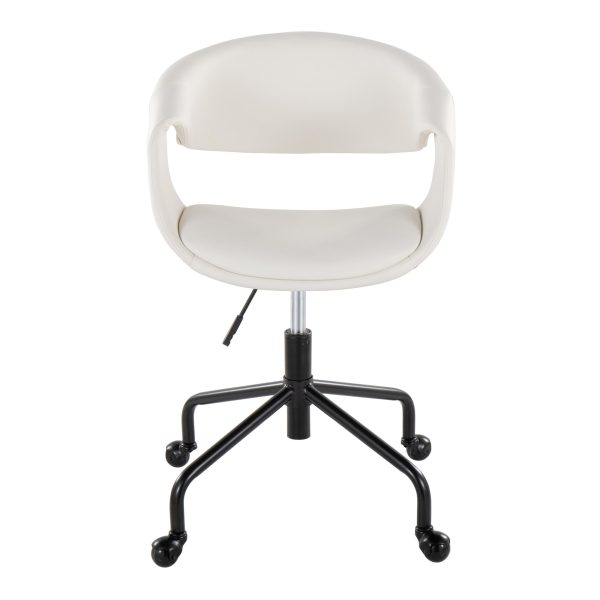 Curvo Black and White Contemporary Faux Leather Task Chair 5