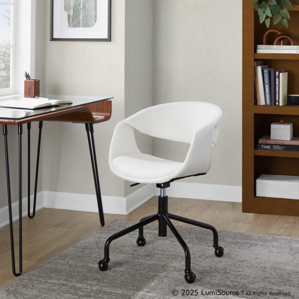 Curvo Black and White Contemporary Faux Leather Task Chair