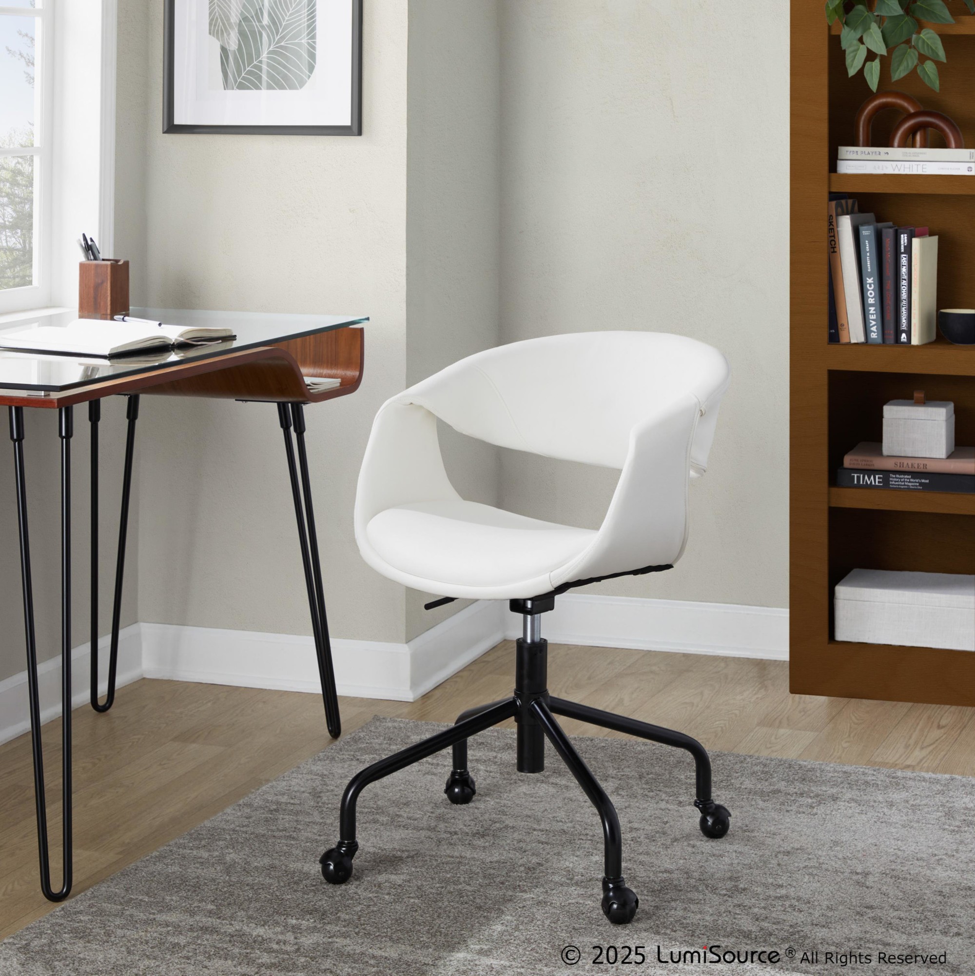 Curvo Black and White Contemporary Faux Leather Task Chair 1 Curvo Black and White Contemporary Faux Leather Task Chair