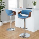 Curvo Blue Mid-Century Modern Swivel Barstool Pair (Set of 2) 12 Curvo Blue Mid-Century Modern Swivel Barstool Pair (Set of 2)