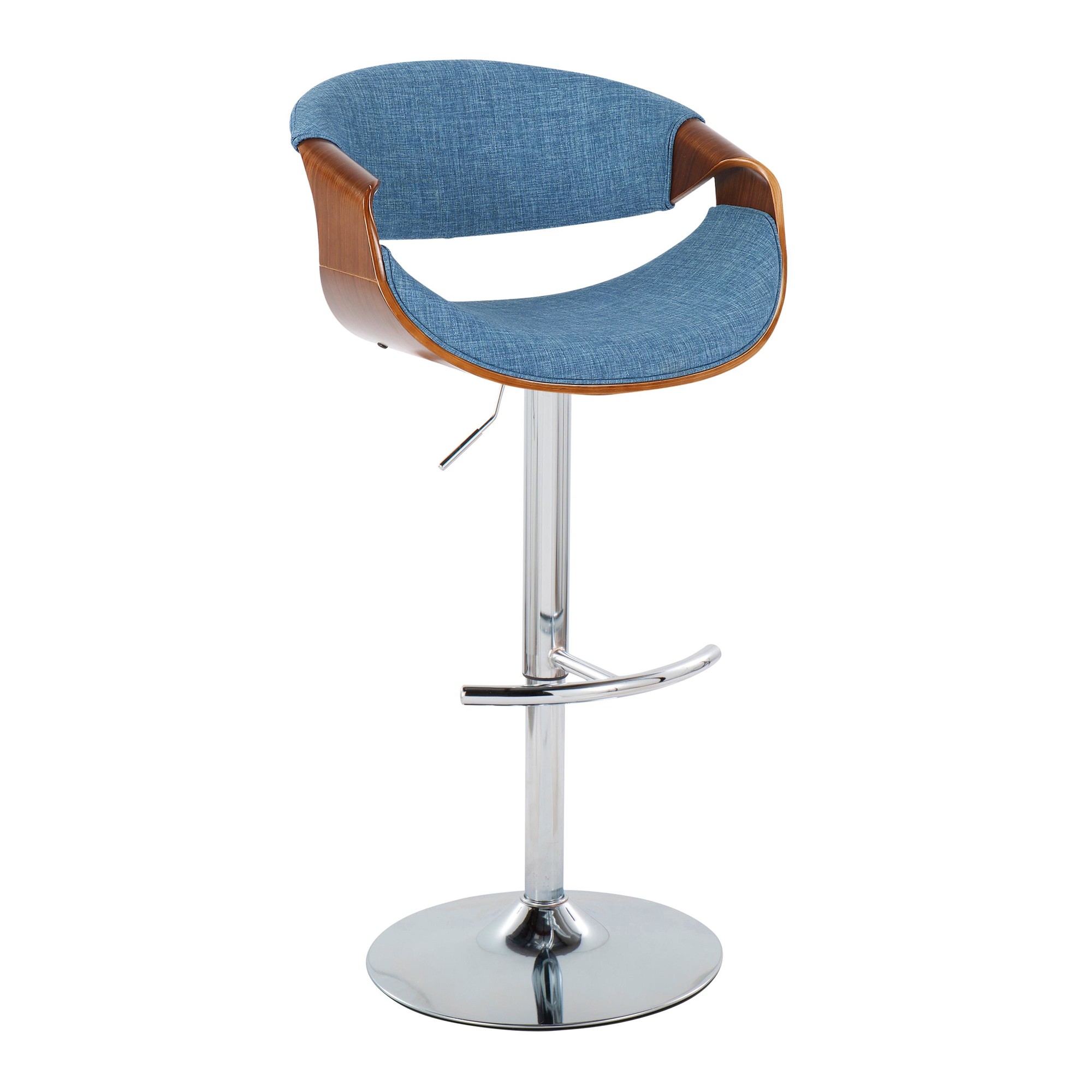Curvo Blue Mid-Century Modern Swivel Barstool Pair (Set of 2) 4 Curvo Blue Mid-Century Modern Swivel Barstool Pair (Set of 2) - Image 4