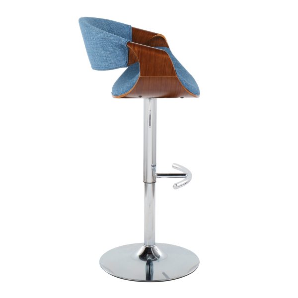 Curvo Blue Mid Century Modern Swivel Barstool Pair Set of 2 4