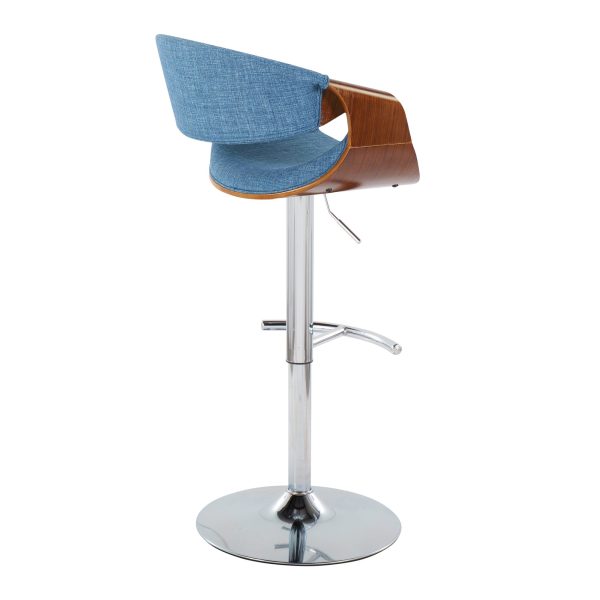 Curvo Blue Mid Century Modern Swivel Barstool Pair Set of 2 5