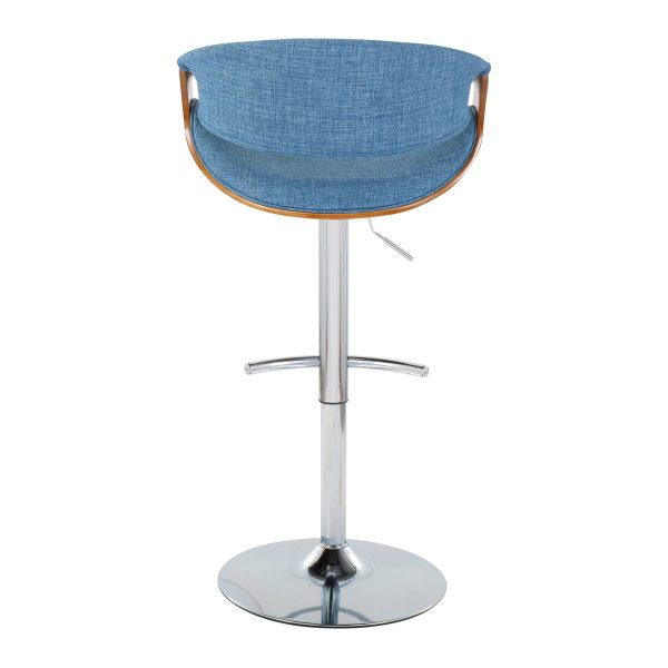 Curvo Blue Mid Century Modern Swivel Barstool Pair Set of 2 6