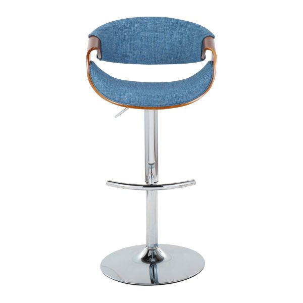 Curvo Blue Mid Century Modern Swivel Barstool Pair Set of 2 7