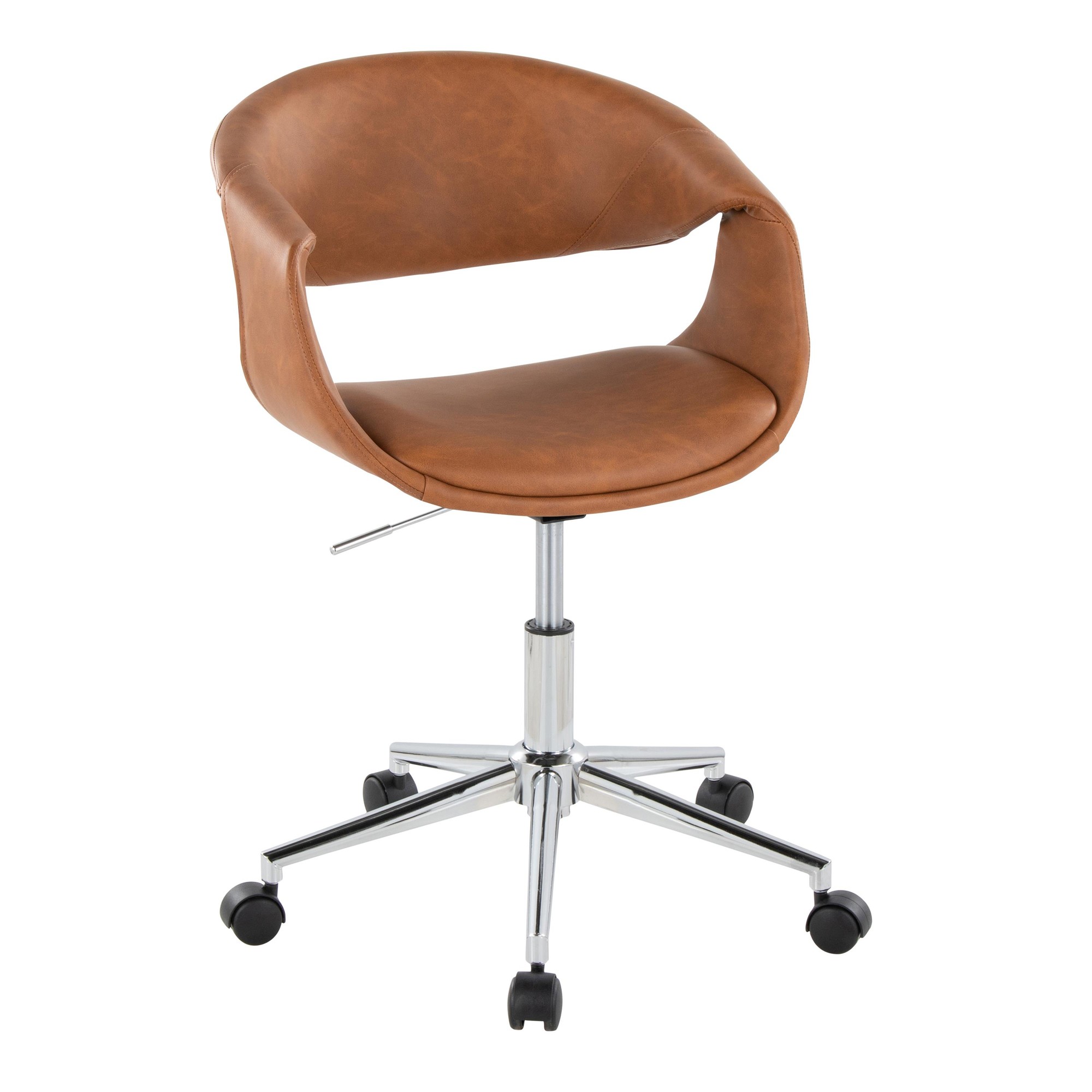 Curvo Camel Faux Leather Contemporary Chrome Task Chair 2 Curvo Camel Faux Leather Contemporary Chrome Task Chair - Image 2
