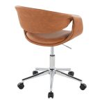 Curvo Camel Faux Leather Contemporary Chrome Task Chair
