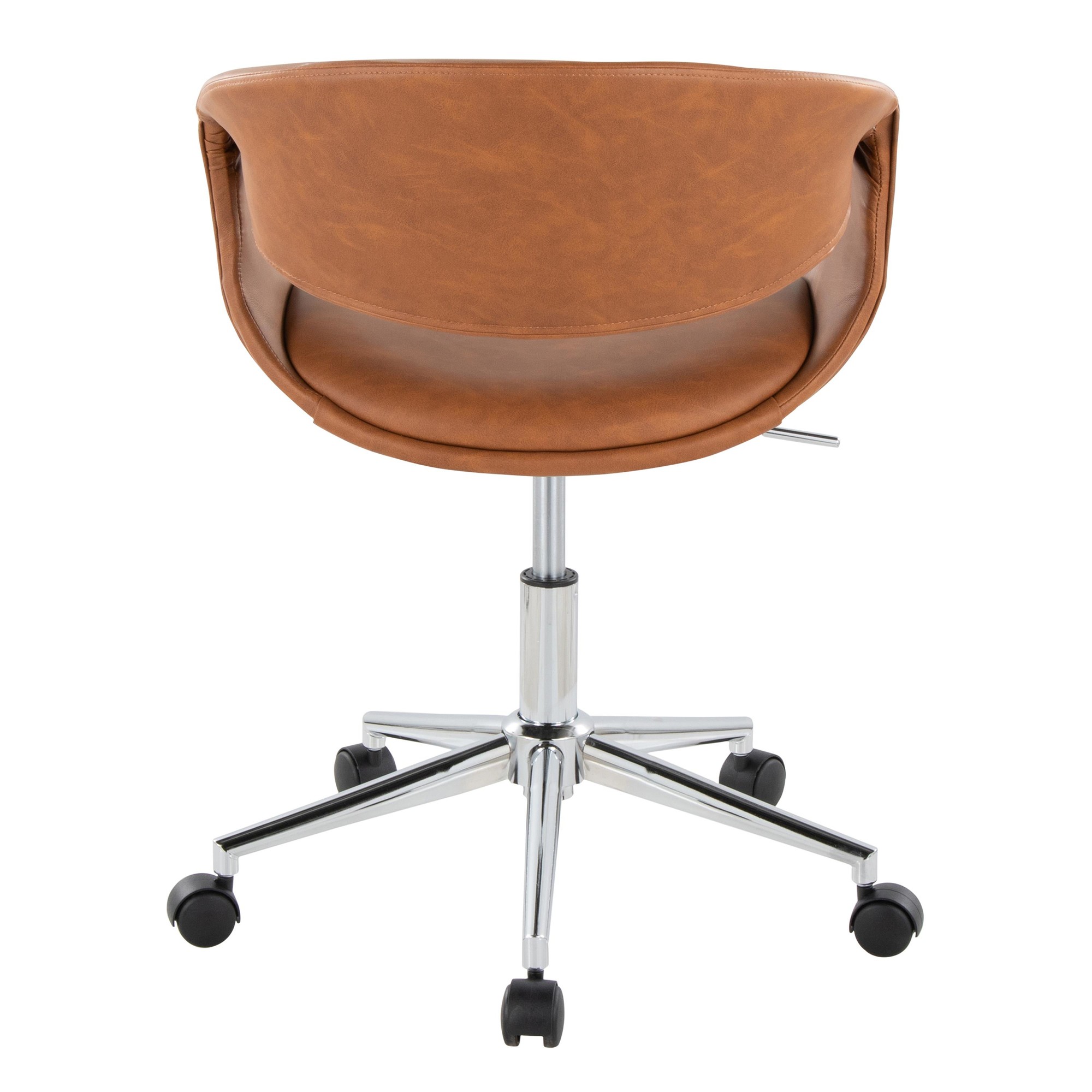 Curvo Camel Faux Leather Contemporary Chrome Task Chair 5 Curvo Camel Faux Leather Contemporary Chrome Task Chair - Image 5