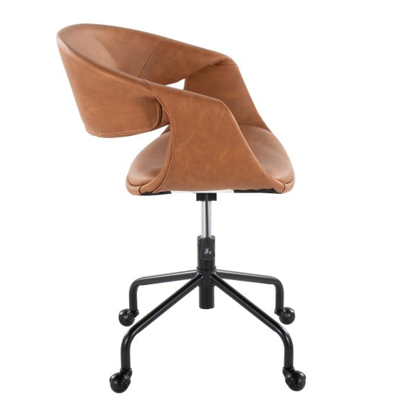 Curvo Camel Faux Leather Contemporary Task Chair 2