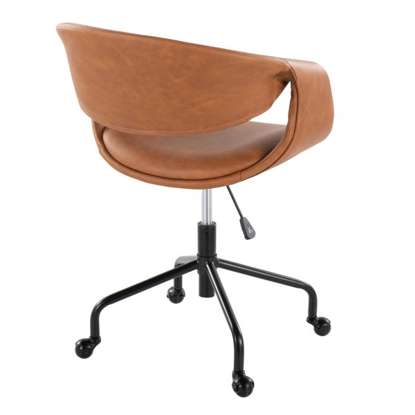 Curvo Camel Faux Leather Contemporary Task Chair 3