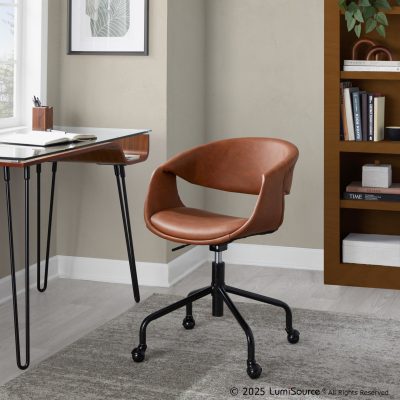 Curvo Camel Faux Leather Contemporary Task Chair