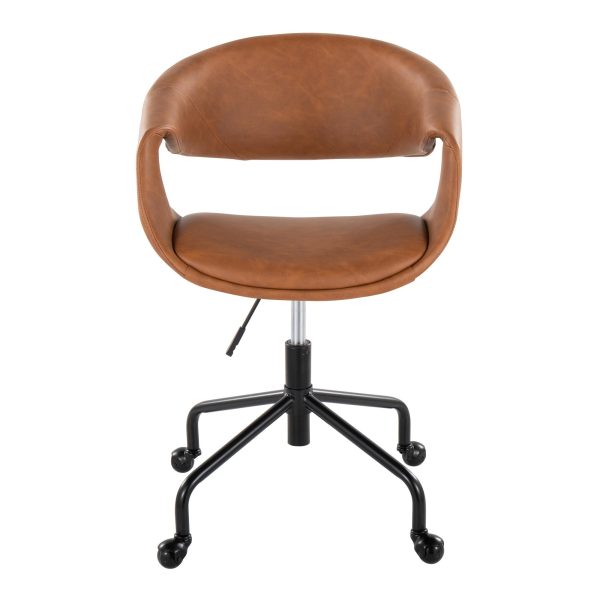 Curvo Camel Faux Leather Contemporary Task Chair 5