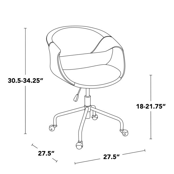 Curvo Camel Faux Leather Contemporary Task Chair 6