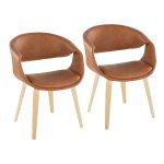 Curvo Camel Faux Leather Contemporary Upholstered Chair Natural Wood (Set of 2) 11 Curvo Camel Faux Leather Contemporary Upholstered Chair Natural Wood (Set of 2)