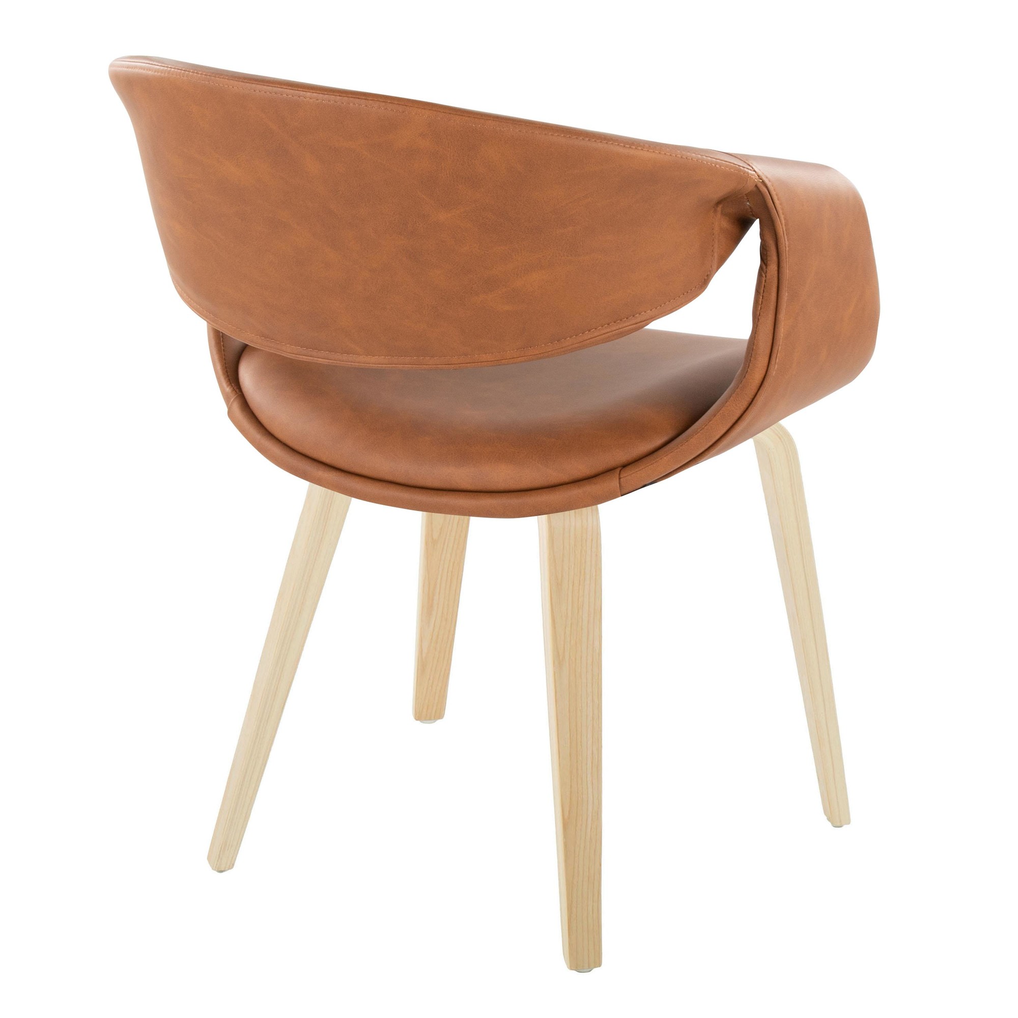 Curvo Camel Faux Leather Contemporary Upholstered Chair Natural Wood (Set of 2) 5 Curvo Camel Faux Leather Contemporary Upholstered Chair Natural Wood (Set of 2) - Image 5