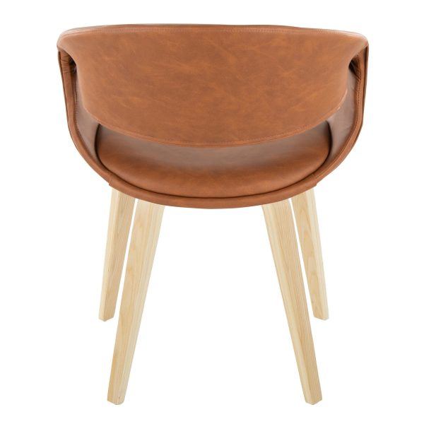 Curvo Camel Faux Leather Contemporary Upholstered Chair Natural Wood Set of 2 5