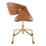 Curvo Camel Faux Leather Gold Contemporary Task Chair 11 Curvo Camel Faux Leather Gold Contemporary Task Chair