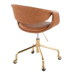 Curvo Camel Faux Leather Gold Contemporary Task Chair 12 Curvo Camel Faux Leather Gold Contemporary Task Chair