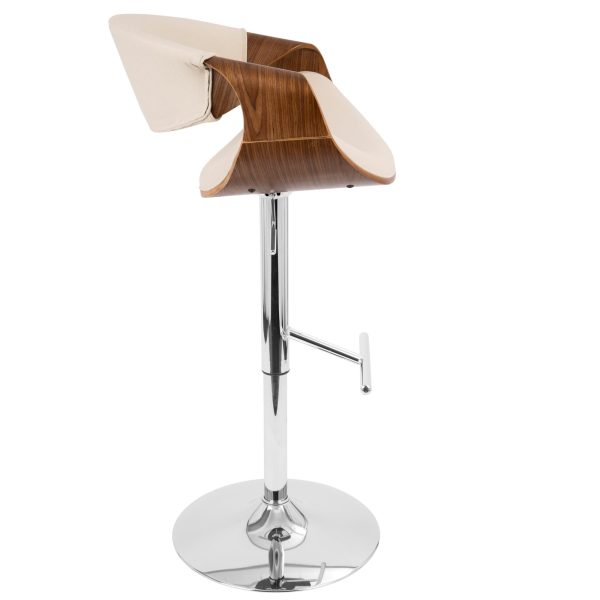 Curvo Chrome and Walnut Mid Century Modern Barstool Set of 3 3