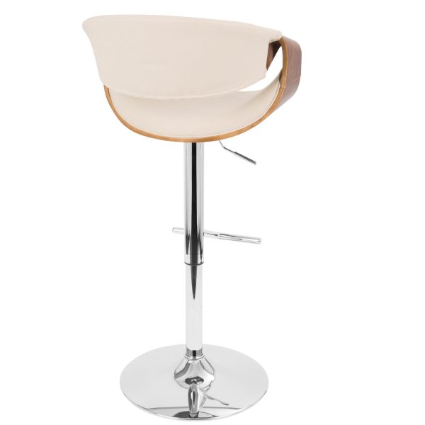 Curvo Chrome and Walnut Mid Century Modern Barstool Set of 3 4