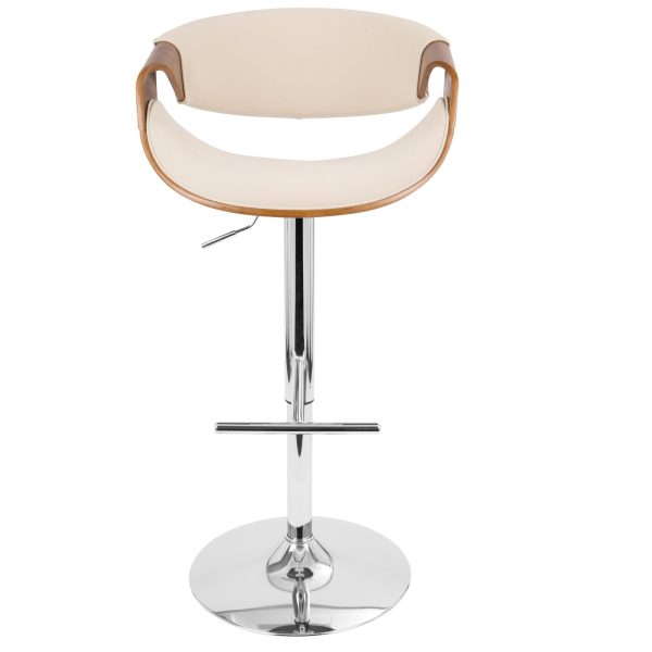 Curvo Chrome and Walnut Mid Century Modern Barstool Set of 3 6
