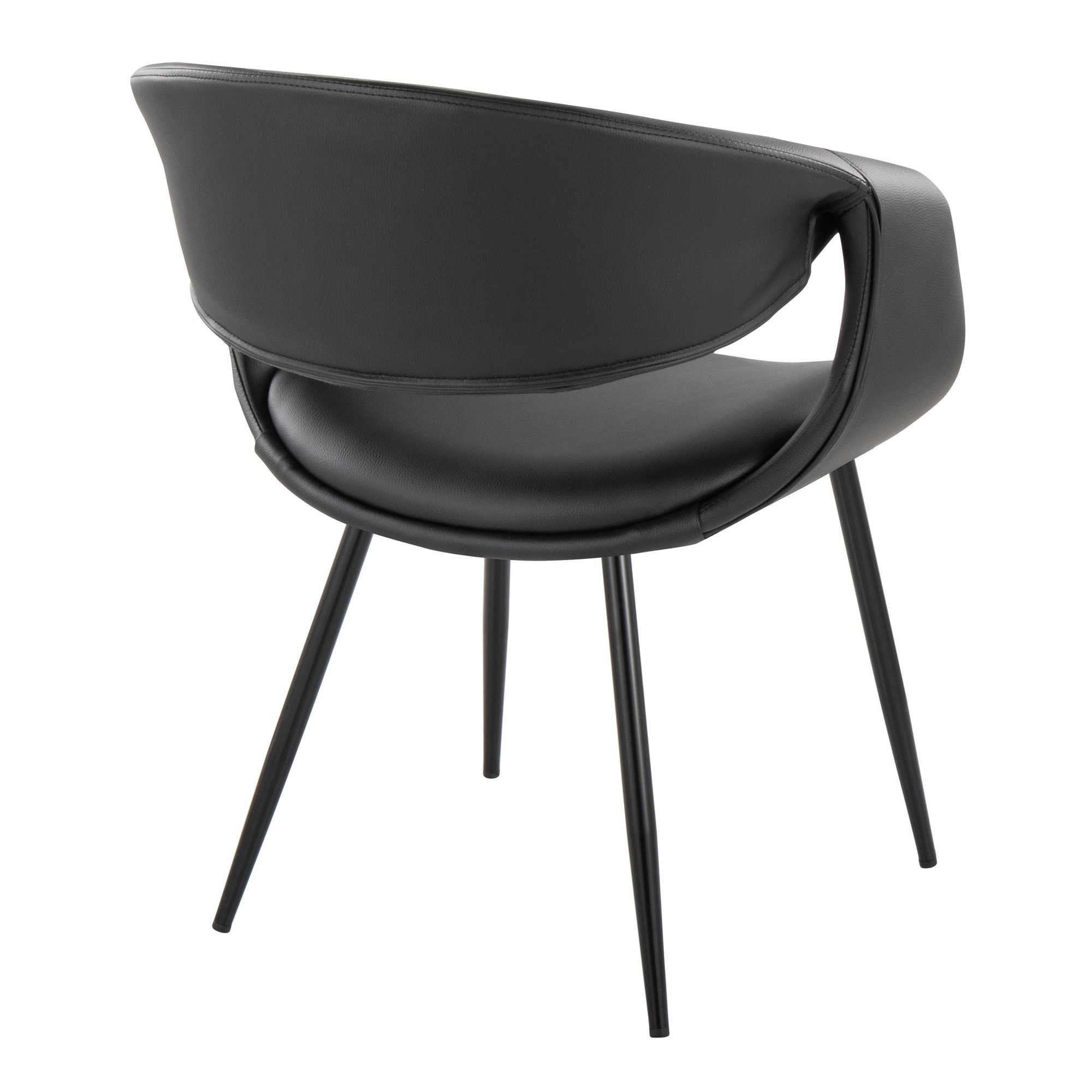 Curvo Contemporary Black Faux Leather Chairs with Metal Legs (Set of 2) (Set of 2) 5 Curvo Contemporary Black Faux Leather Chairs with Metal Legs (Set of 2) (Set of 2) - Image 5