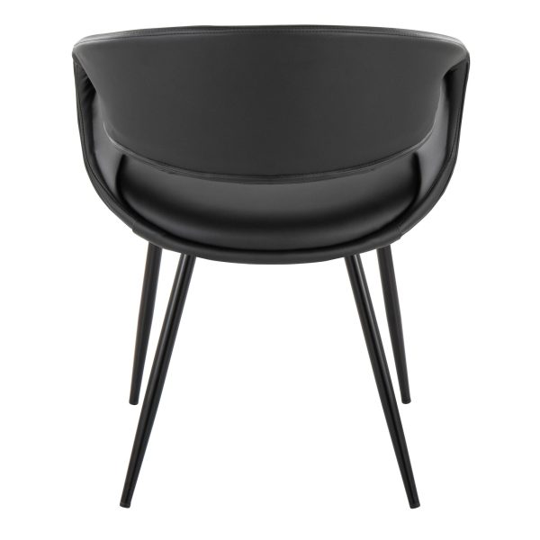Curvo Contemporary Black Faux Leather Chairs with Metal Legs Set of 2 Set of 2 5