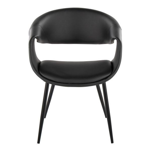 Curvo Contemporary Black Faux Leather Chairs with Metal Legs Set of 2 Set of 2 6
