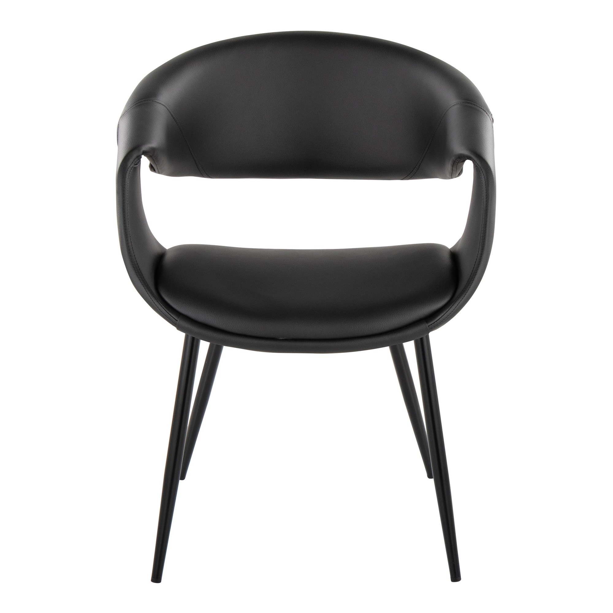 Curvo Contemporary Black Faux Leather Chairs with Metal Legs (Set of 2) (Set of 2) 7 Curvo Contemporary Black Faux Leather Chairs with Metal Legs (Set of 2) (Set of 2) - Image 7