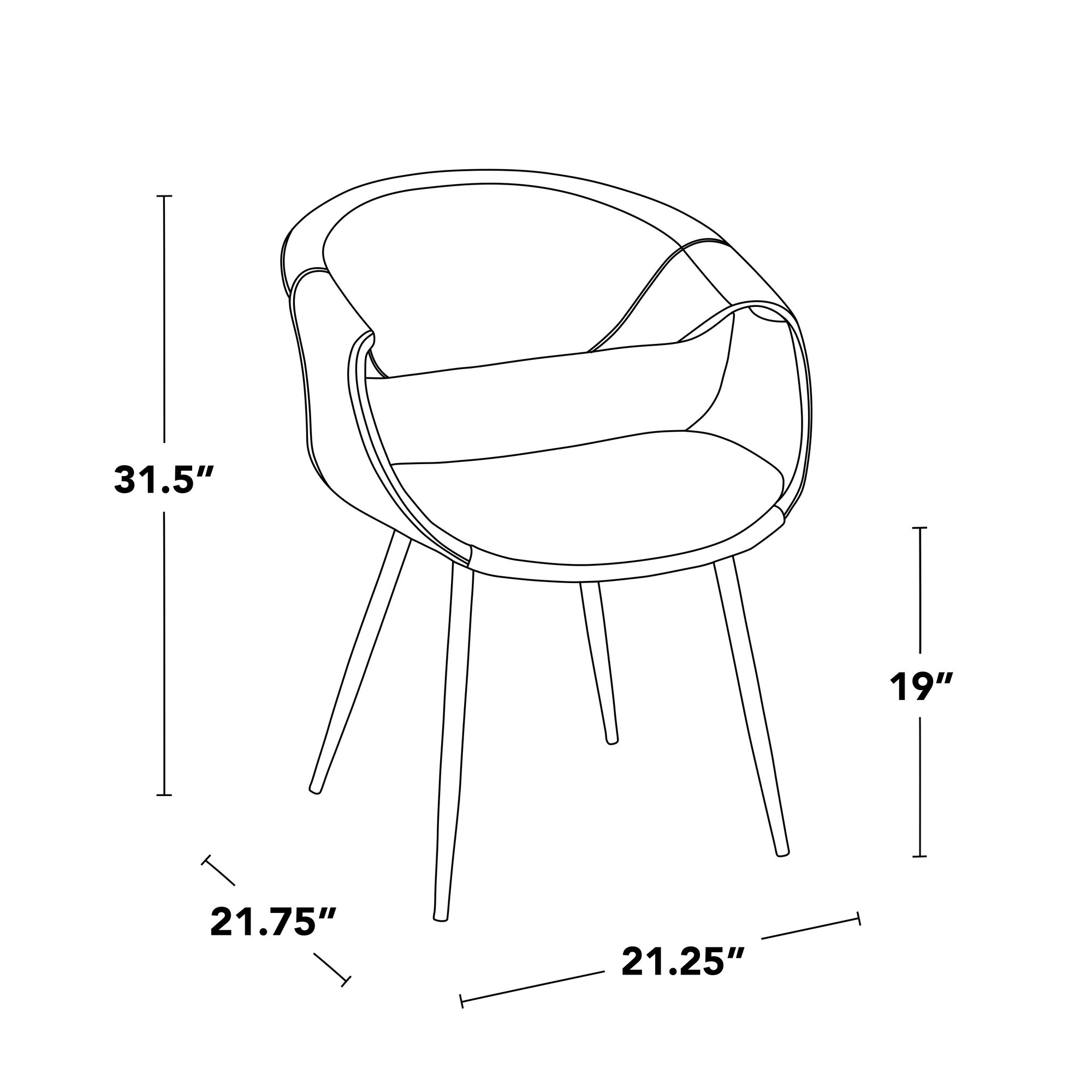 Curvo Contemporary Black Faux Leather Chairs with Metal Legs (Set of 2) (Set of 2) 8 Curvo Contemporary Black Faux Leather Chairs with Metal Legs (Set of 2) (Set of 2) - Image 8