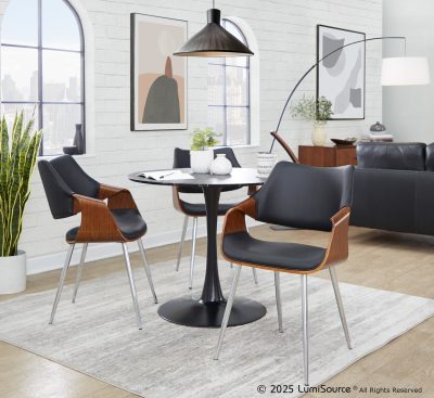 Curvo Contemporary Black Faux Leather High Back Chairs (Set of 2)