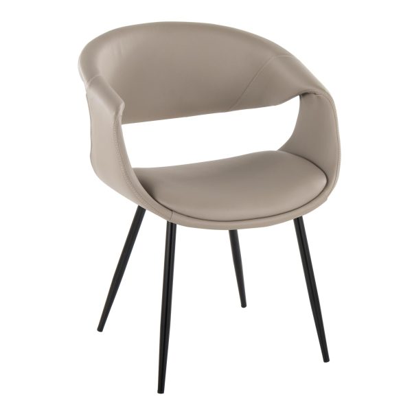 Curvo Contemporary Black Metal Light Grey Chair Set of 2 2