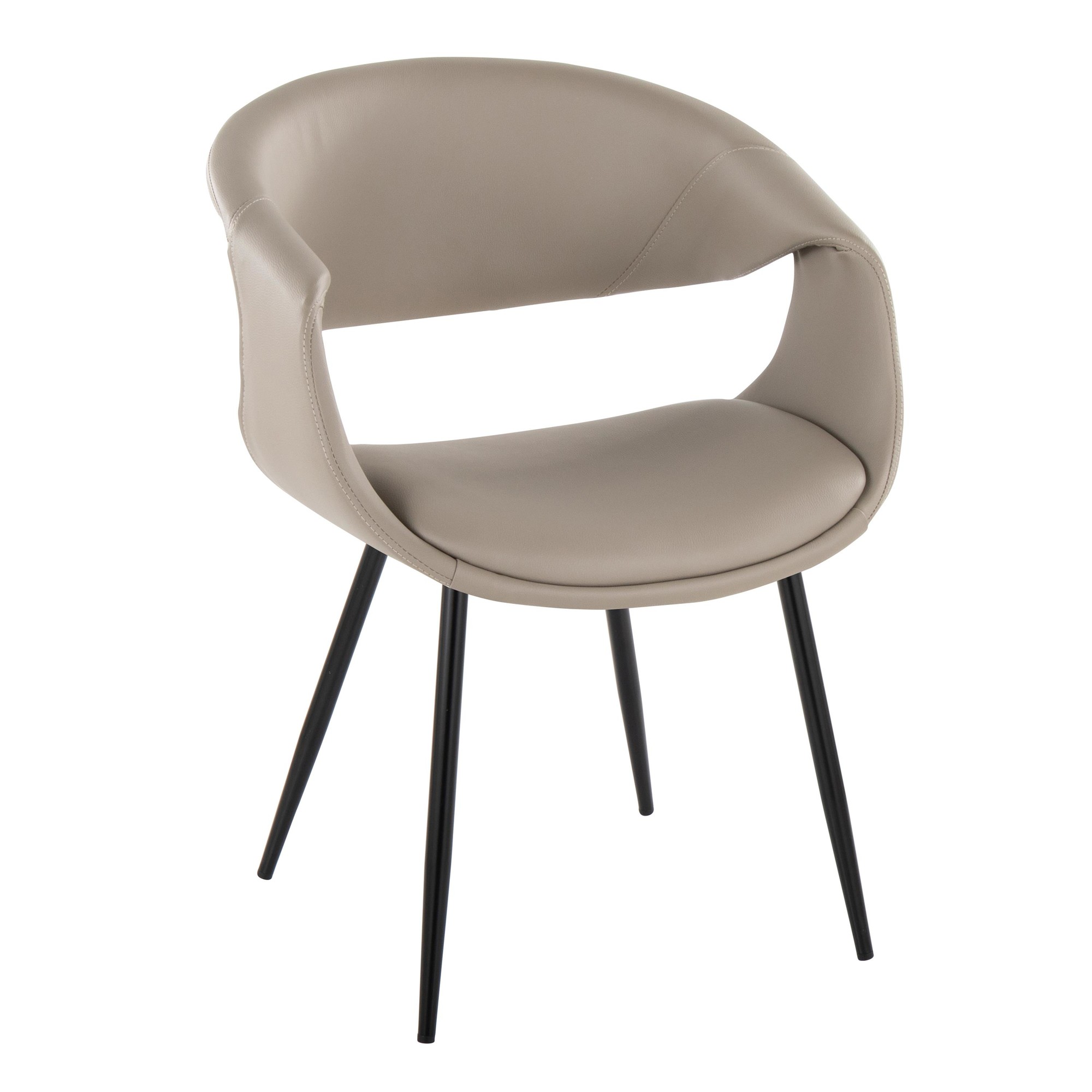 Curvo Contemporary Black Metal Light Grey Chair (Set of 2) 3 Curvo Contemporary Black Metal Light Grey Chair (Set of 2) - Image 3