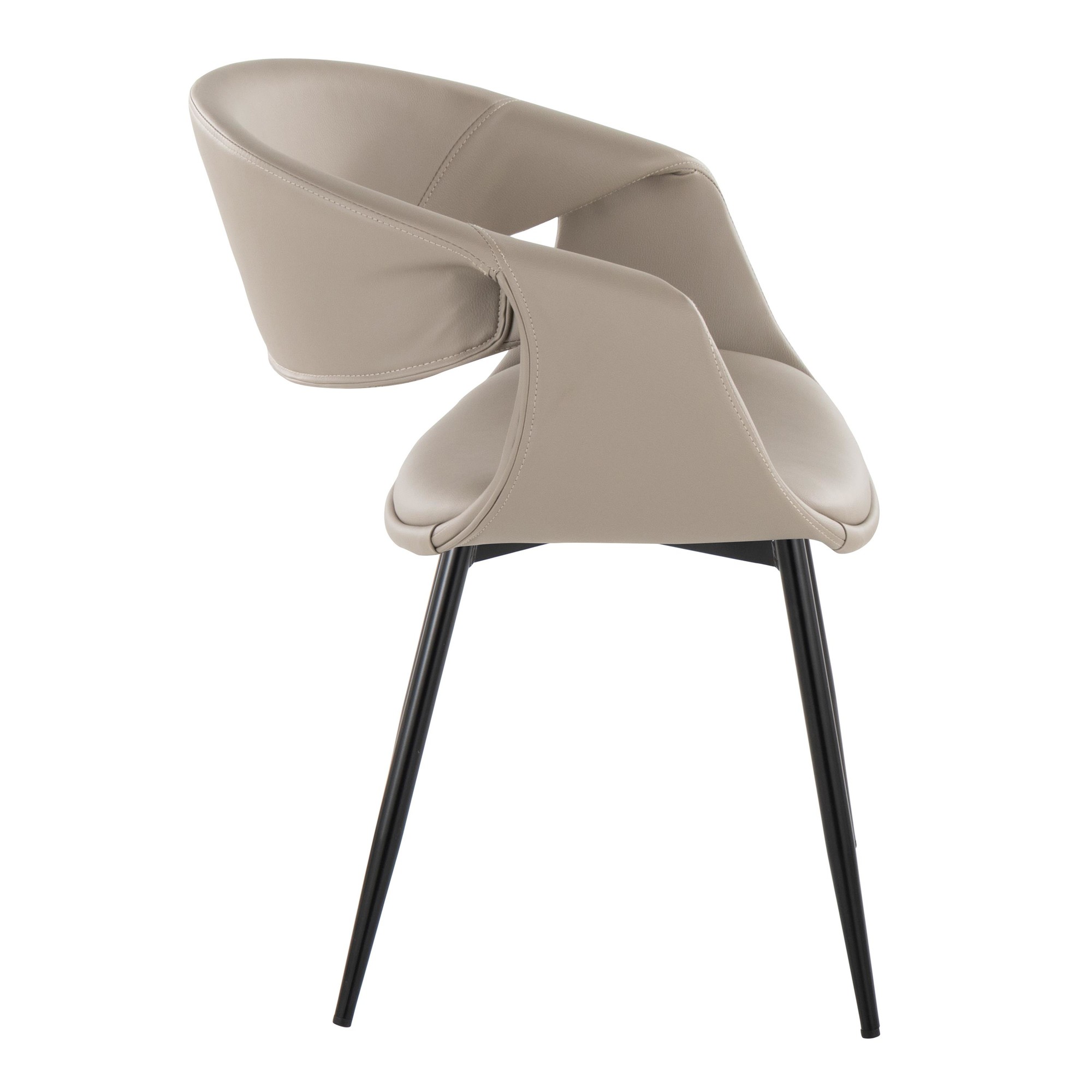 Curvo Contemporary Black Metal Light Grey Chair (Set of 2) 4 Curvo Contemporary Black Metal Light Grey Chair (Set of 2) - Image 4