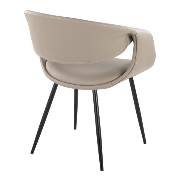 Curvo Contemporary Black Metal Light Grey Chair Set of 2 4
