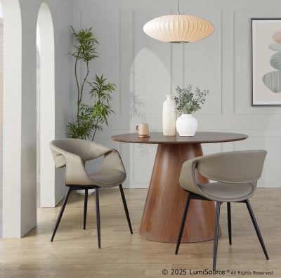 Curvo Contemporary Black Metal Light Grey Chair (Set of 2)