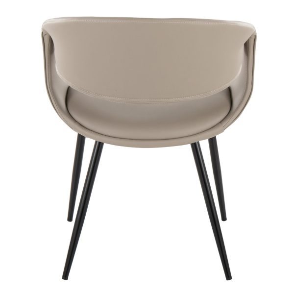 Curvo Contemporary Black Metal Light Grey Chair Set of 2 5