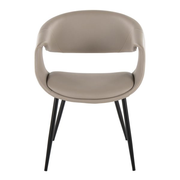 Curvo Contemporary Black Metal Light Grey Chair Set of 2 6