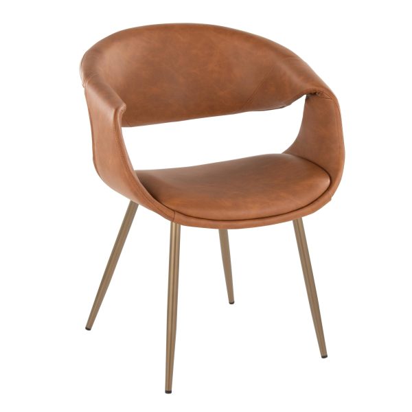 Curvo Contemporary Camel Faux Leather Accent Chairs Set of 2 2