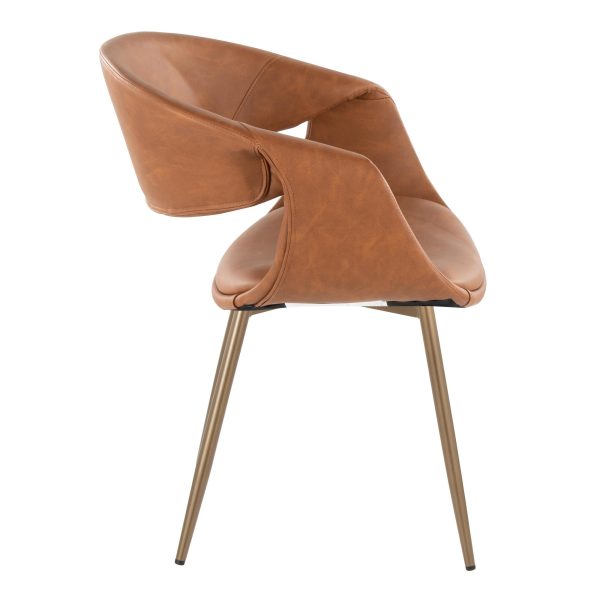 Curvo Contemporary Camel Faux Leather Accent Chairs Set of 2 3