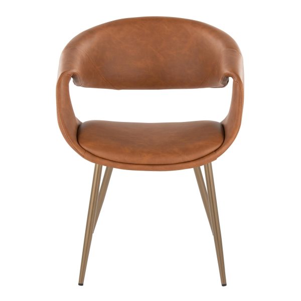 Curvo Contemporary Camel Faux Leather Accent Chairs Set of 2 6