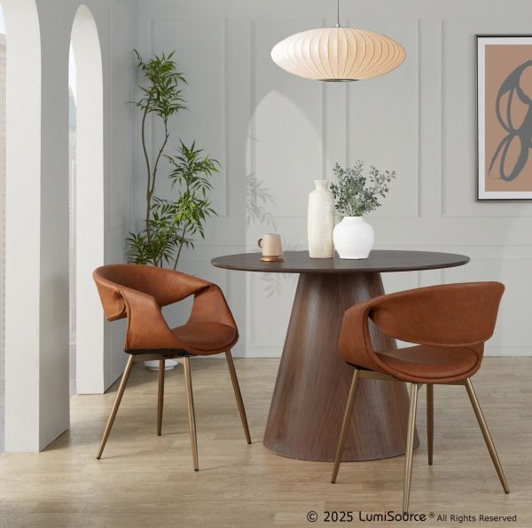 Curvo Contemporary Camel Faux Leather Accent Chairs Set of 2