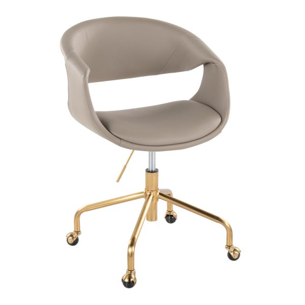 Curvo Contemporary Gold and Grey Upholstered Task Chair 1