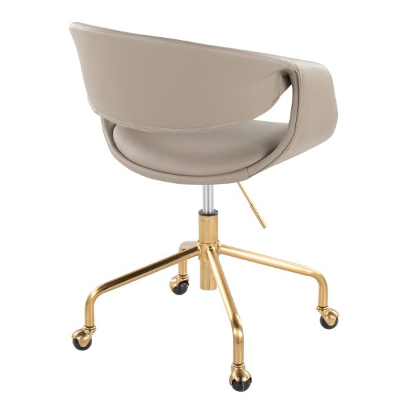 Curvo Contemporary Gold and Grey Upholstered Task Chair 3