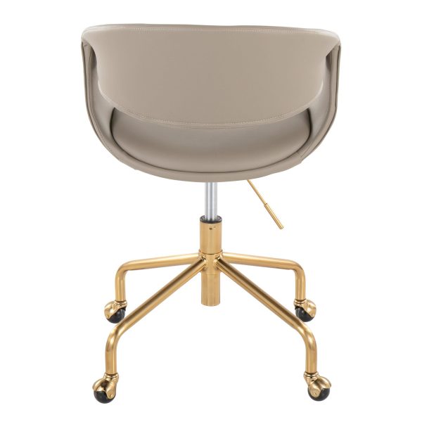 Curvo Contemporary Gold and Grey Upholstered Task Chair 4