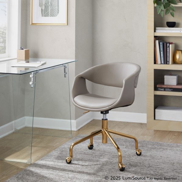 Curvo Contemporary Gold and Grey Upholstered Task Chair