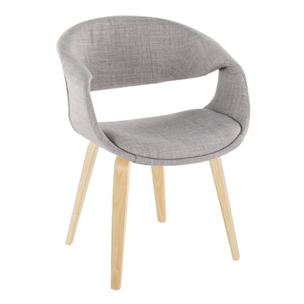 Curvo Contemporary Grey Fabric Chair Natural Wood Frame Set of 2 2