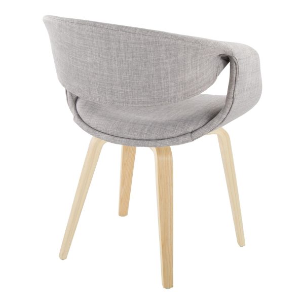 Curvo Contemporary Grey Fabric Chair Natural Wood Frame Set of 2 4