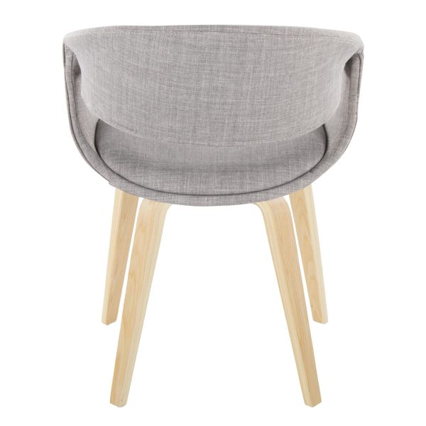 Curvo Contemporary Grey Fabric Chair Natural Wood Frame Set of 2 5